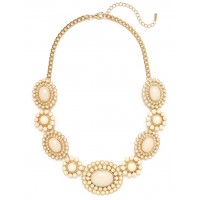 Ivory Sun Bloom Cabochon Statement Bauble Necklace